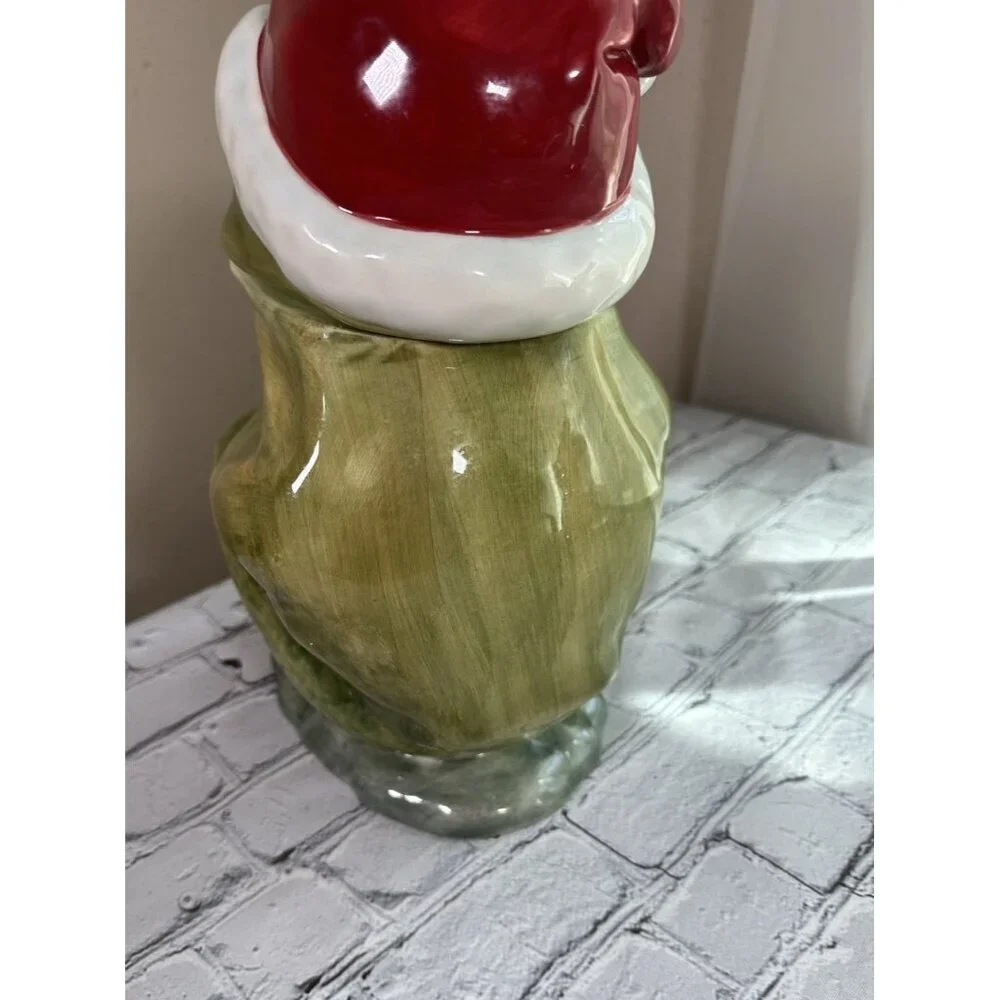 American Retro Frog with Santa Hat Cookie Jar Hand Painted Christmas 2005 Vtg